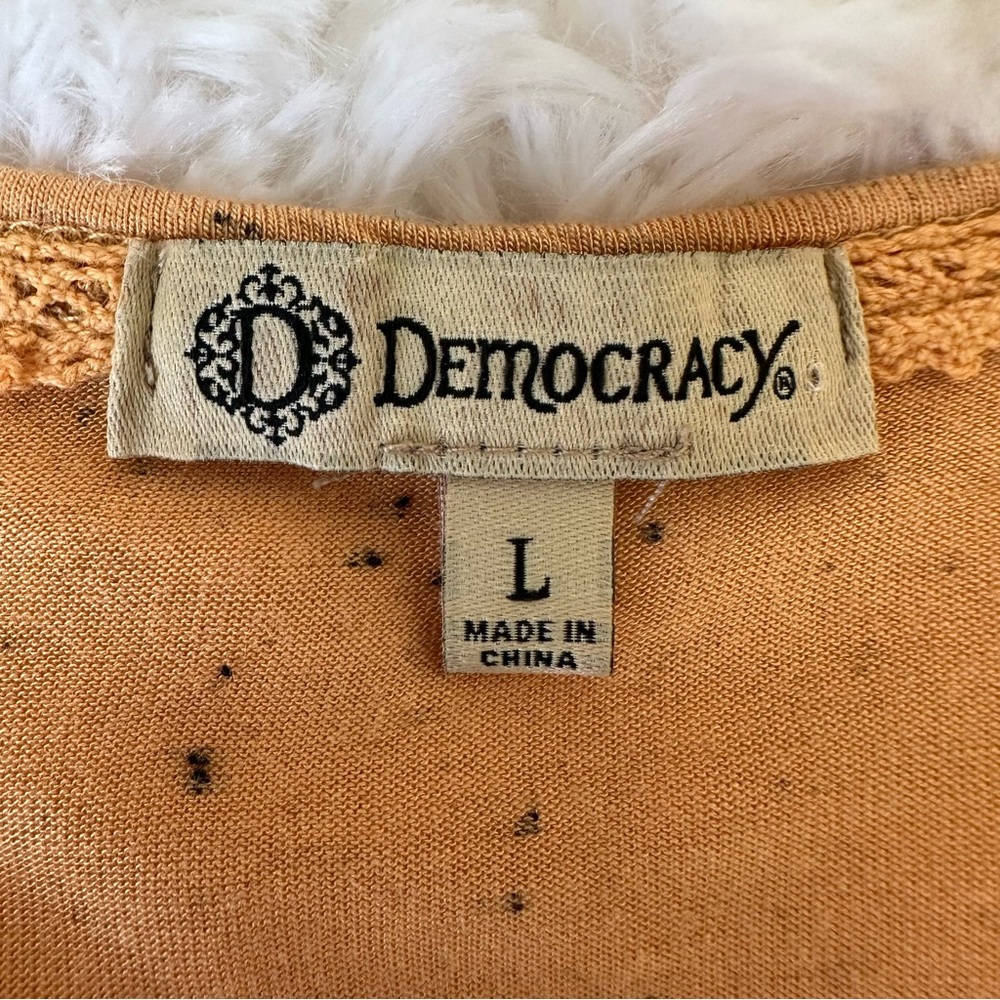 DEMOCRACY Mustard Yellow Twist Front Long Sleeve V-Neck Tunic Top Size Large - Picture 5 of 6
